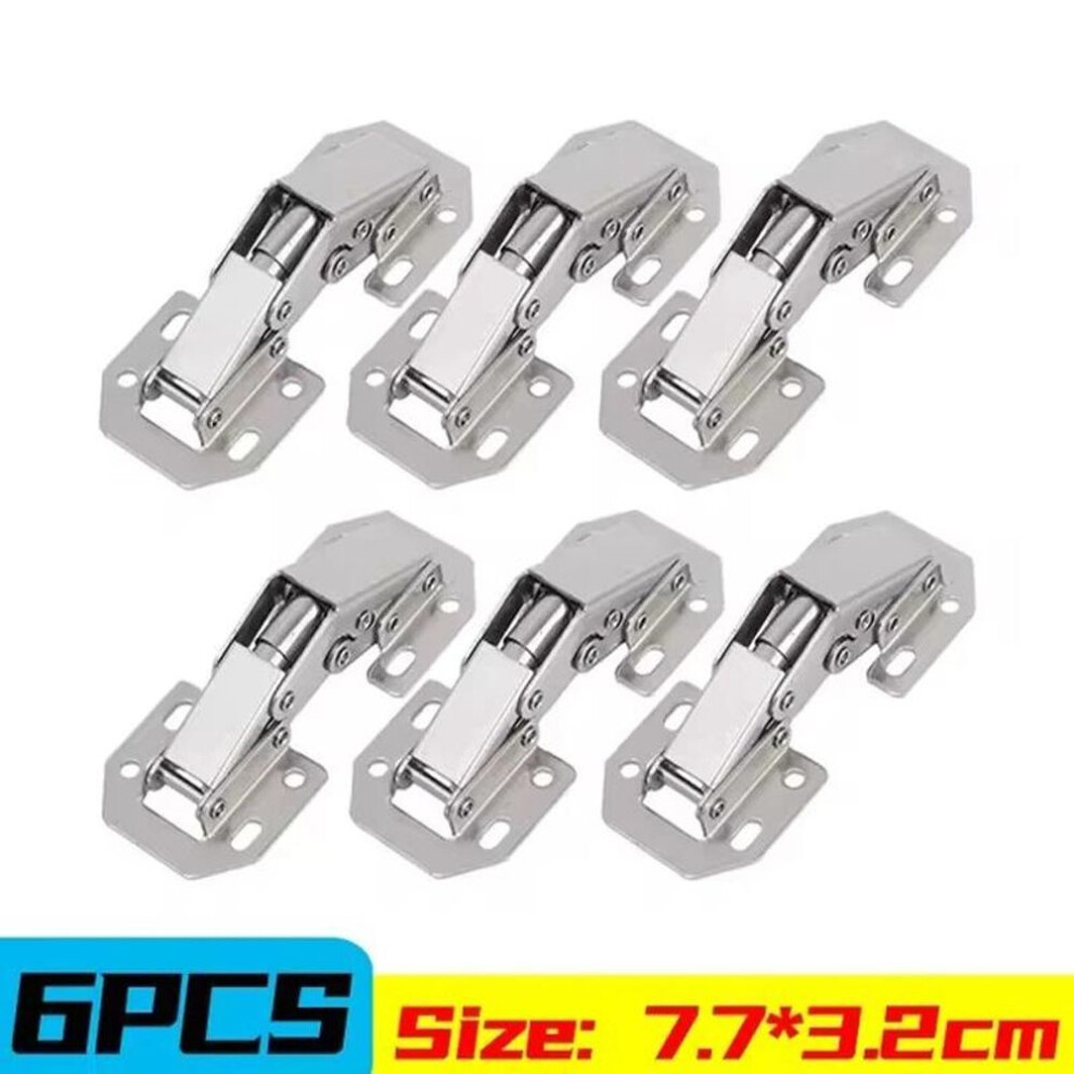 (silver, 6PCS) 1/2/4/6/10PCS New Steel Cabinet Hinges No-Drilling HoleHydraulic Buffer Hinge Kitchen Cabinet Cupboard Hinges Furniture Hardware