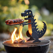 (B) Funny Monster Grill Stainless Steel BBQ Grill Happy Flame Hotdog Roaster Sausage Barbeque Meat Cooking Camping