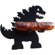 (A) Funny Monster Grill Stainless Steel BBQ Grill Happy Flame Hotdog Roaster Sausage Barbeque Meat Cooking Camping
