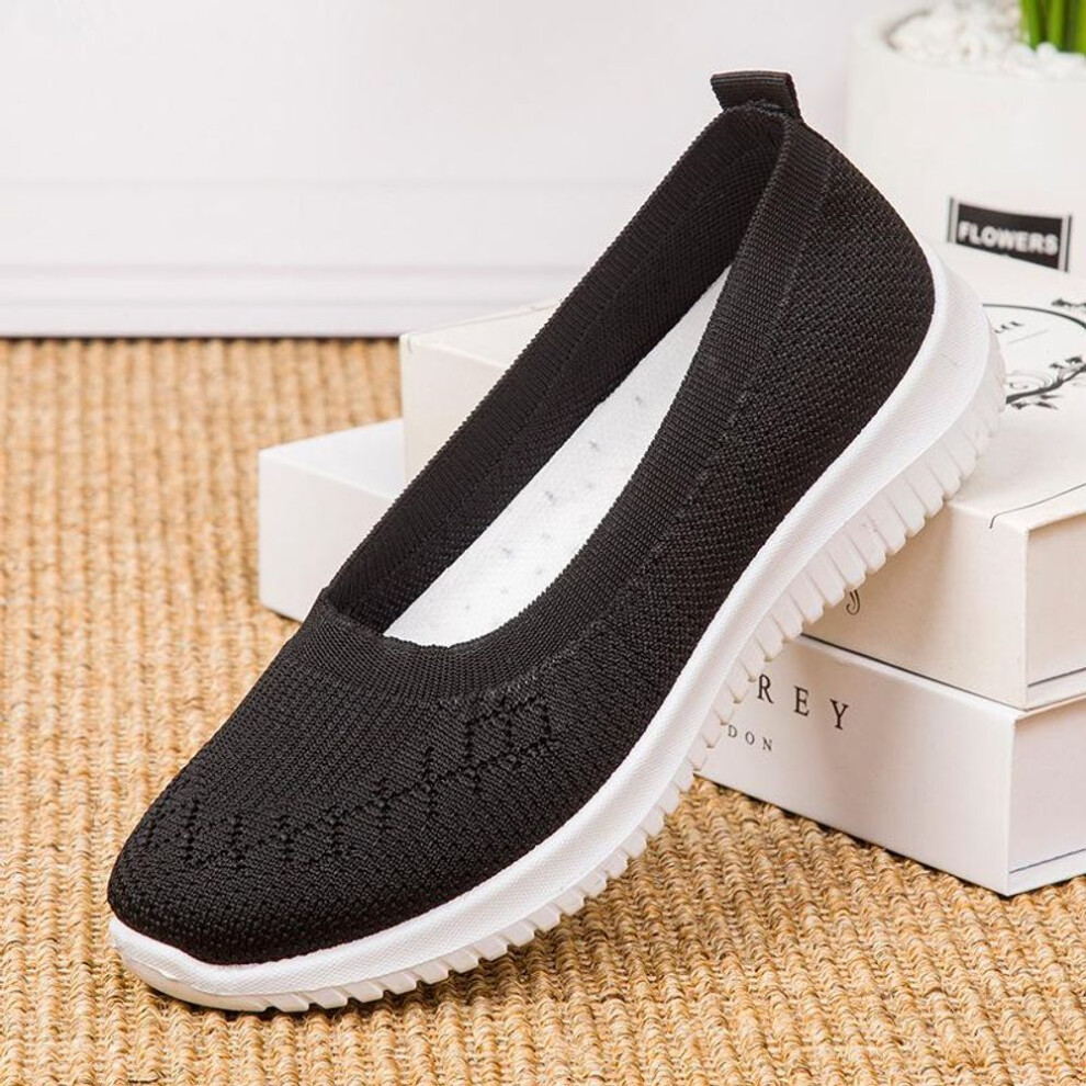 (black, 38) Women's Casual Walking Shoes Breathable Slip-on Sneakers Lightweight Comfort Flats