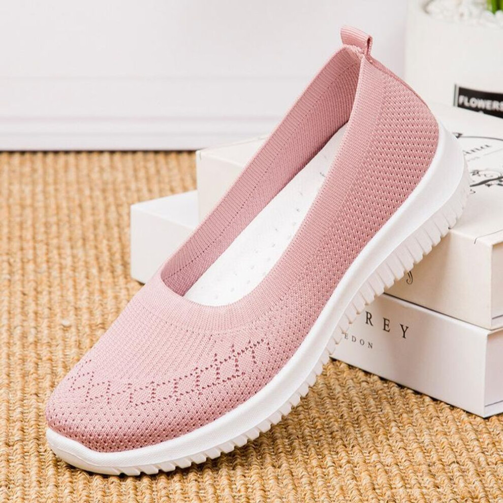(pink, 38) Women's Casual Walking Shoes Breathable Slip-on Sneakers Lightweight Comfort Flats