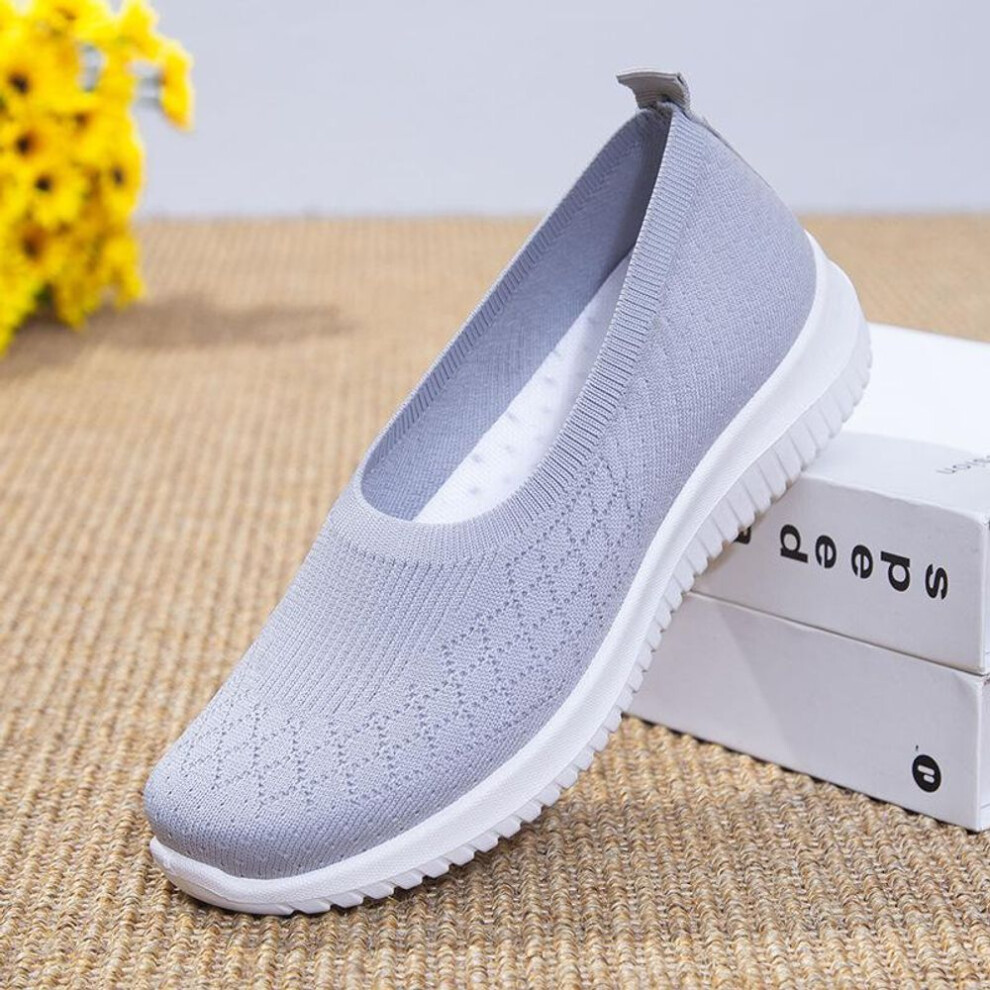 (gray, 39) Women's Casual Walking Shoes Breathable Slip-on Sneakers Lightweight Comfort Flats