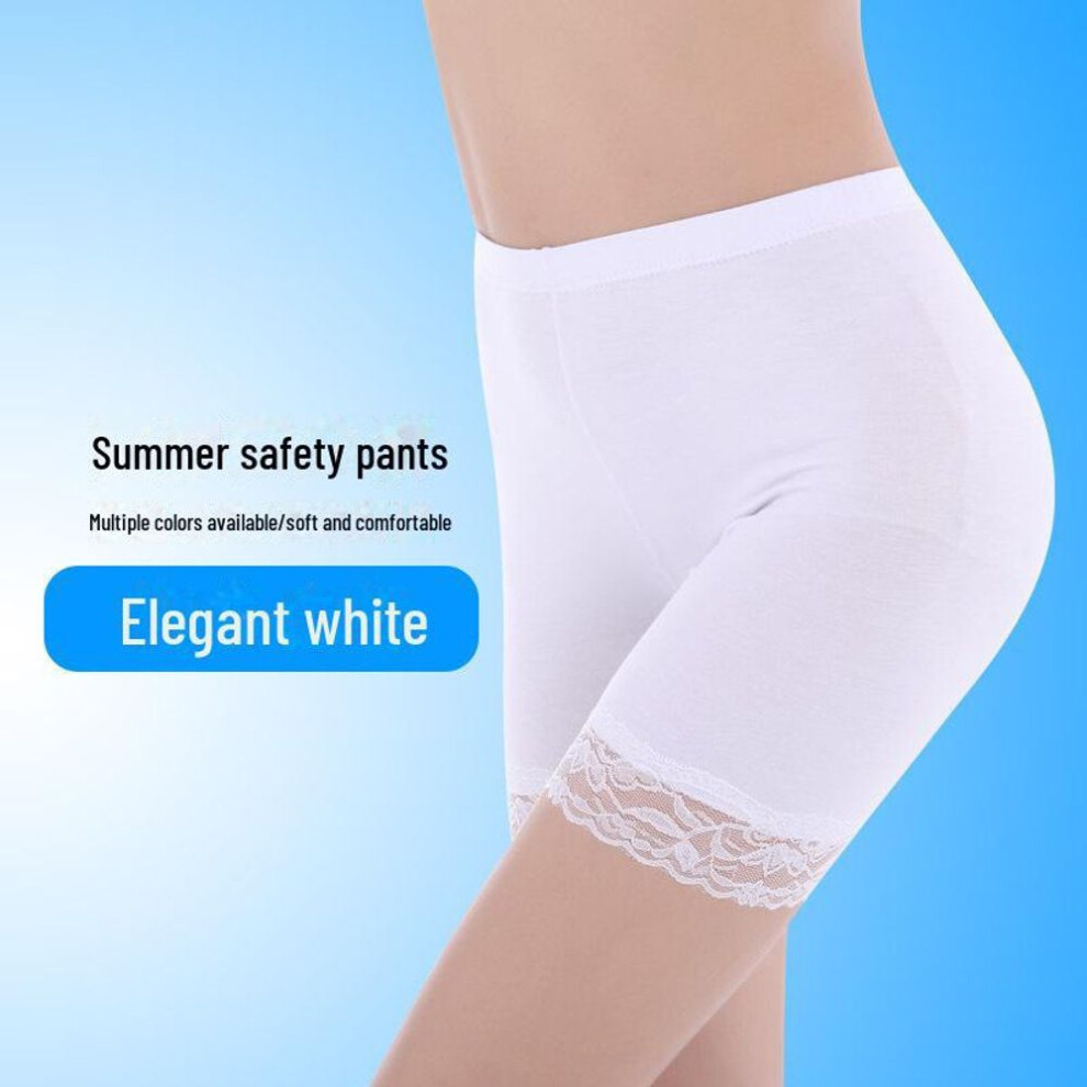 (white, One size [within 130 catties]) Langsha Seamless Anti-Exposure Lace Boxer Briefs
