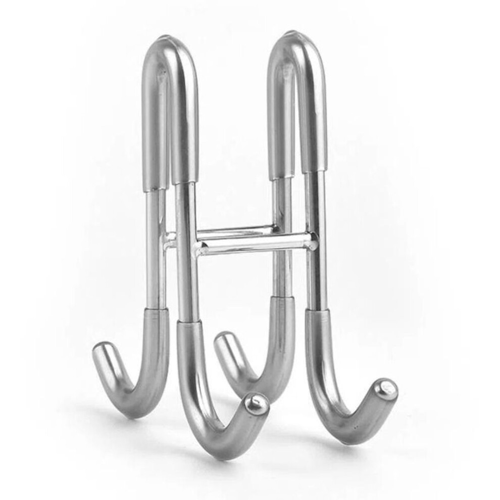 (Silver Double Sides) Double S-shape Bathroom Hooks Stainless Steel Bathrobe Hanger Shower Towel Rack  Shower Squeegees
