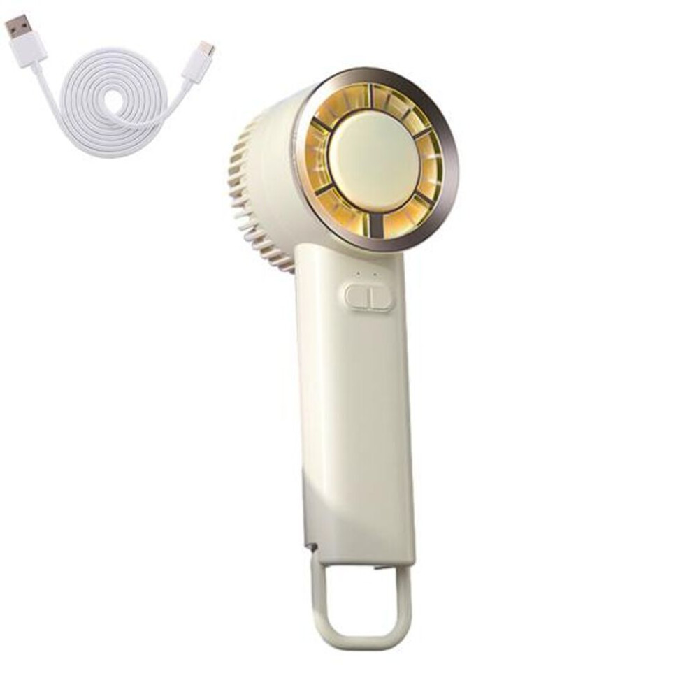 (beige) Handheld Cooling Fan Mini Air Conditioner Low Noise Rechargeable Speed Adjustable Powerful Small Portable Fan