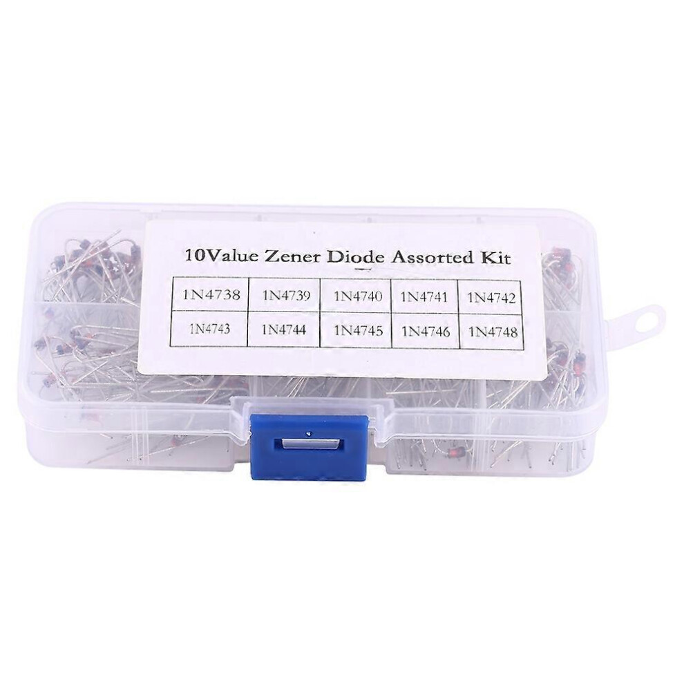 (As Show, One Size) 200Pcs 10Values Zener Diode Assortment Electronic Kit 1N4738~1N4748 With Storage Box 6909775552919