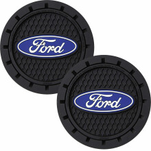 (2pcs * Black) New 1 Pair FORD LOGO Car Cup Holder Insert Coaster Non-slip Pad Mat Accessories