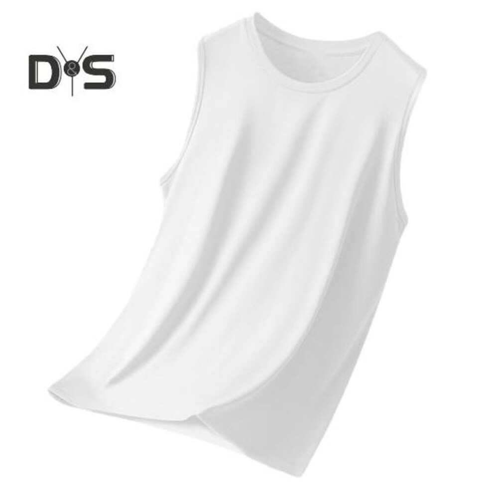 (white, 2XL) Men Vest Round Neck Wide Shoulder Straps Sleeveless Tops Breathable Mesh Solid Color Quick-dry Fitness Vest