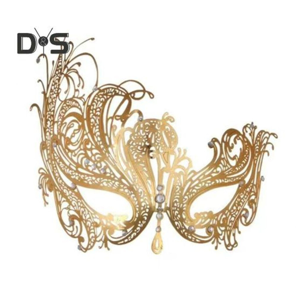 (golden, B) Masquerade Face Cushion Mardi Gras Masque Costume Metal Rhinestone Halloween Cosplay Eye Cushion For Carnival Stage Party Favors