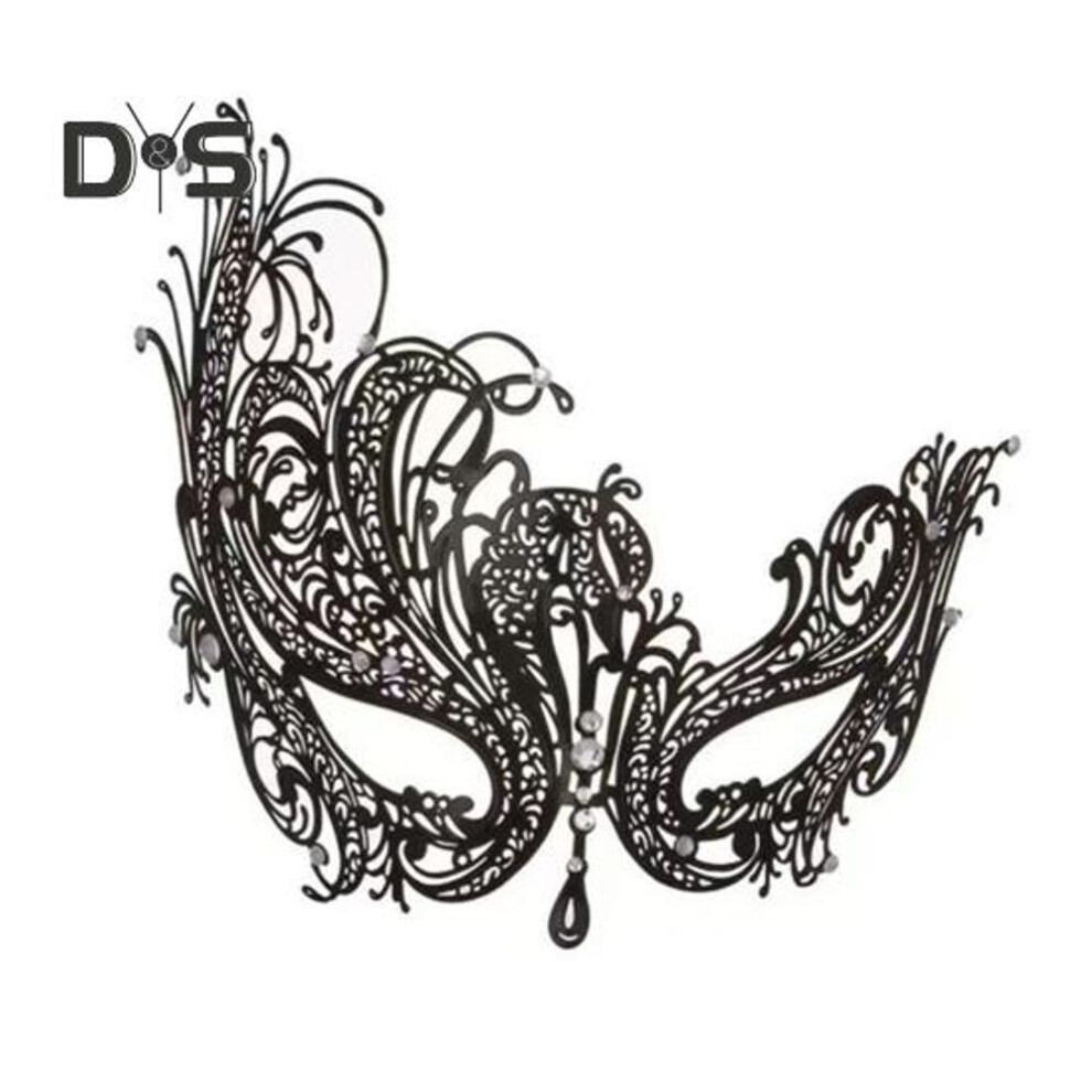 (black, B) Masquerade Face Cushion Mardi Gras Masque Costume Metal Rhinestone Halloween Cosplay Eye Cushion For Carnival Stage Party Favors