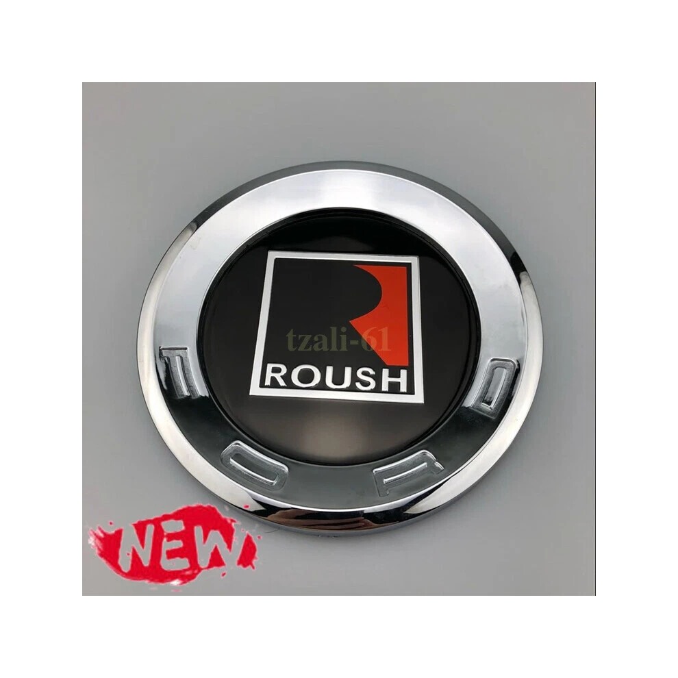 (&&Red) Uk - Chrome Roush Gt Shelby Rear Decklid Trunk Round Emblem Badge 3D (5.9 Inch) Silver/Black/Red 6963793340965