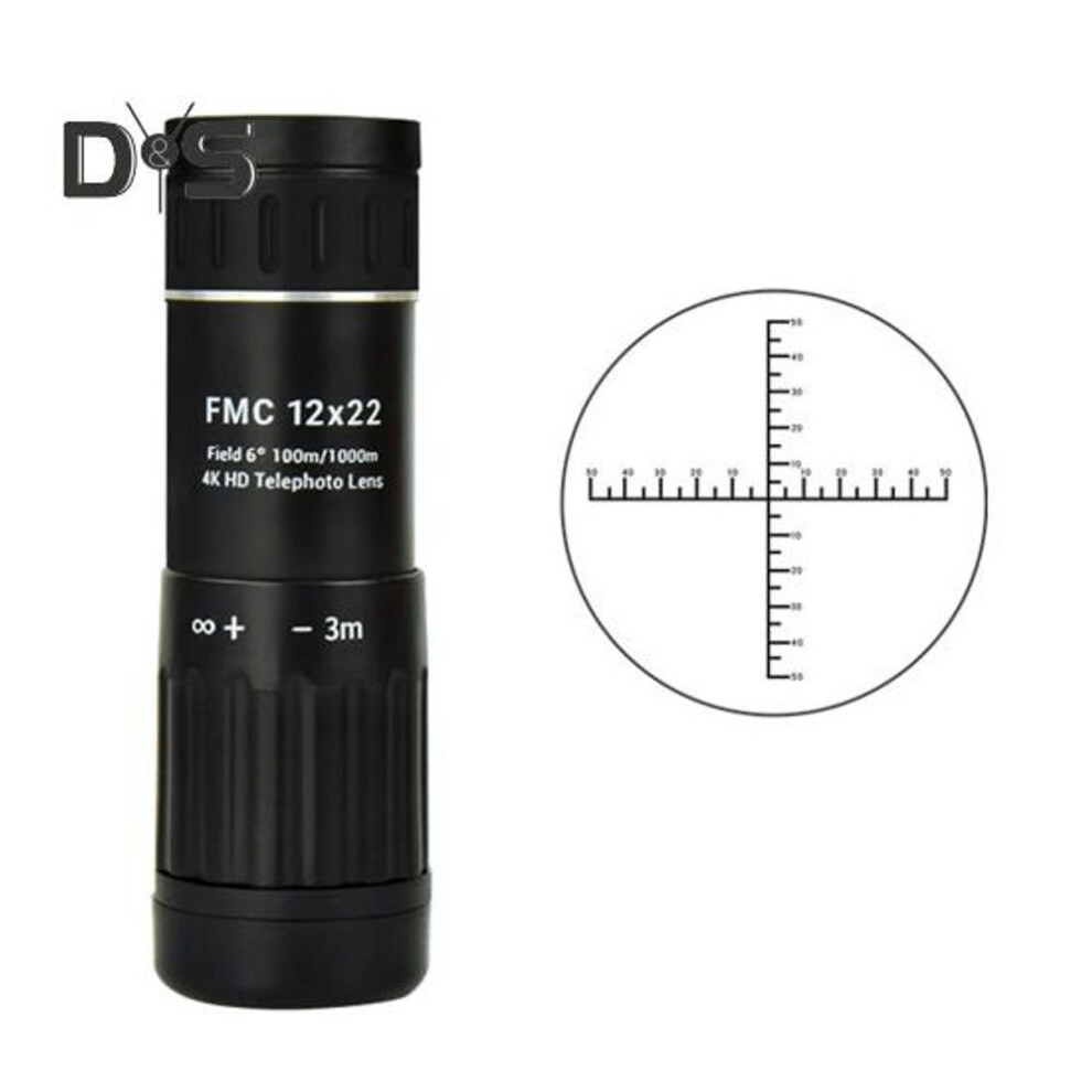 (as the picture, A) 12x22 Monocular Telescope Waterproof Portable Outdoor Travel Hiking Hunting Bird Watching Concert Mini Handheld Iconmeter Telescope With Scale