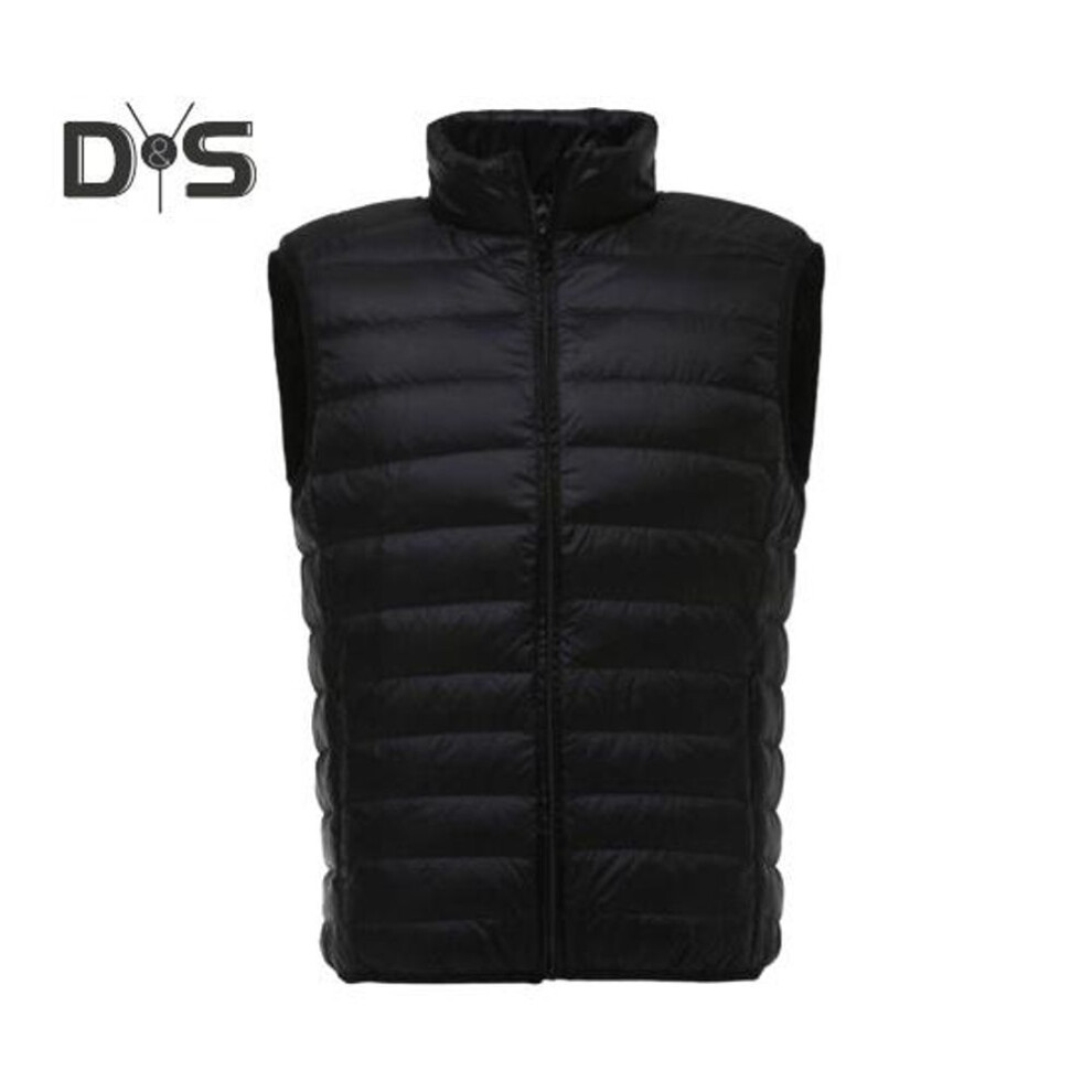 (XL, black) Unisex Down Waistcoat Stand Collar Sleeveless Solid Color Zipper Placket Cotton Vest With Pockets Thin Warm Vest Coat