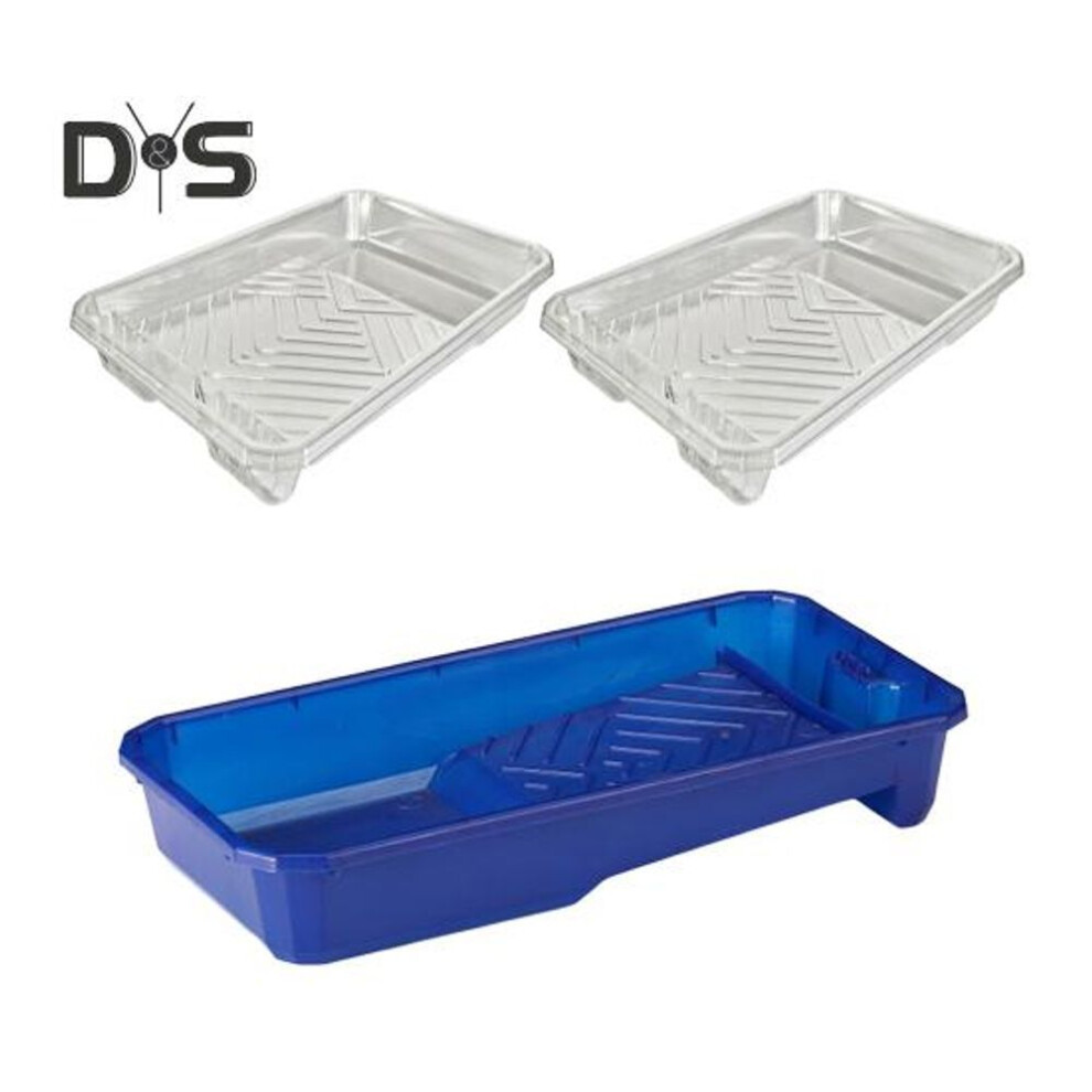 (blue, 21PCS) Plastic Paint Tray With Paint Pan Liners Large Capacity Reusable Easy To Clean Paint Roller Tray Liners Set