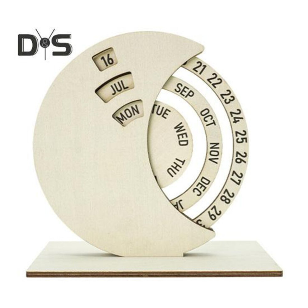 Wooden Rotating Circular Perpetual Calendar Manual Rotatable Disc Calendar Desk Decor For Home Office School