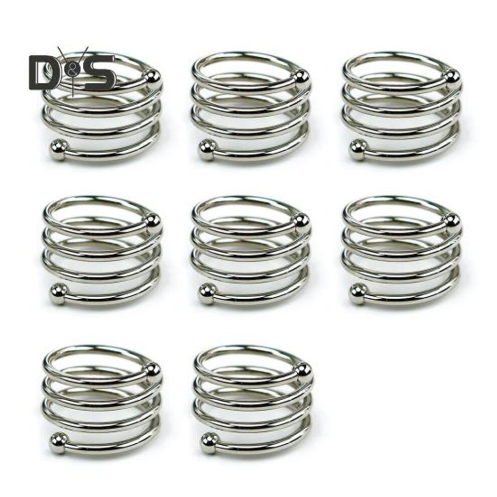 (silver, 8pcs) 8 Pcs Napkin Rings Round Metal Napkin Holders Spring Design Reusable Napkin Rings for Table Settings Wedding Dinner Party