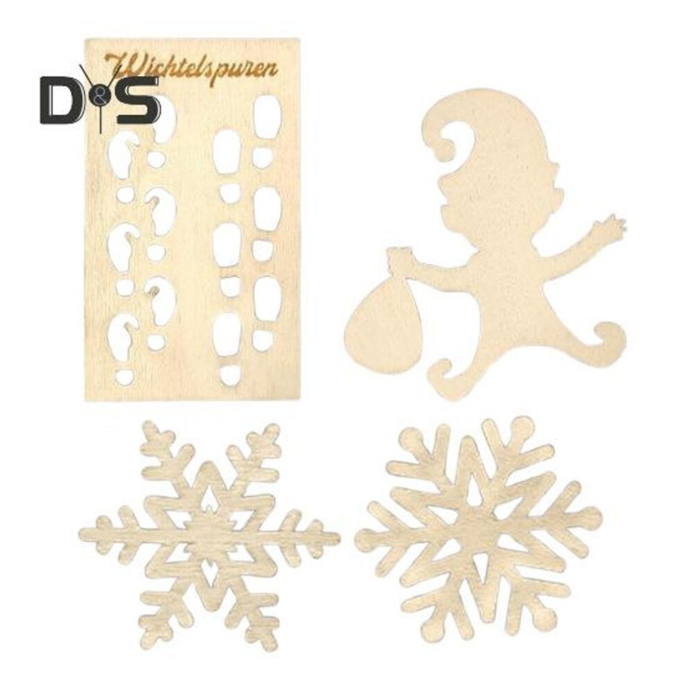 (as the picture, C) Gnome Templates Set Wooden Gnome Footprints Stencil Dwarf Silhouette Stencil For Christmas Window Floor Decor