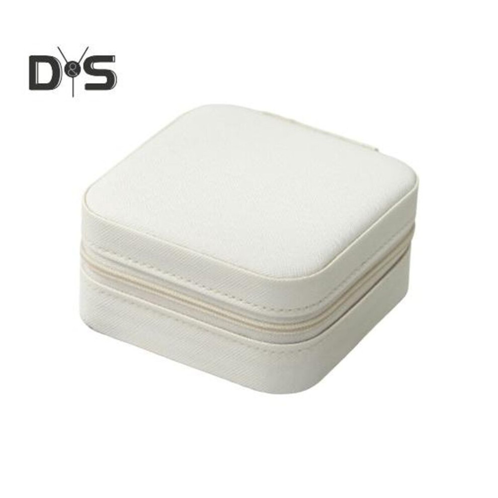 (white) Zip Around Jewelry Case Travel Jewelry Box With Mirror Earrings Necklaces Holder Jewelry Organizer Box For Women Vacation Daily Use
