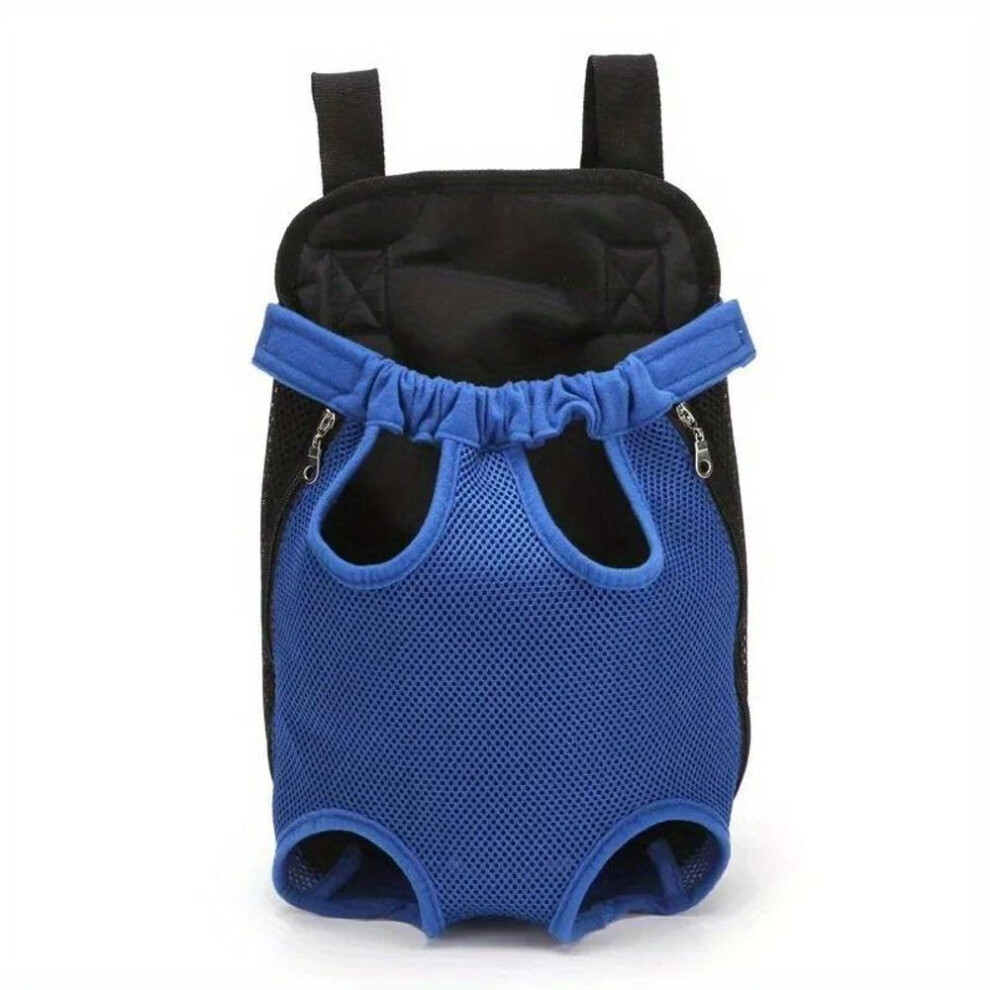(M, blue) Breathable Mesh Dog Carrier Backpack With Adjustable Straps, Zipper Closure, And Built-in Leash For Small Pets