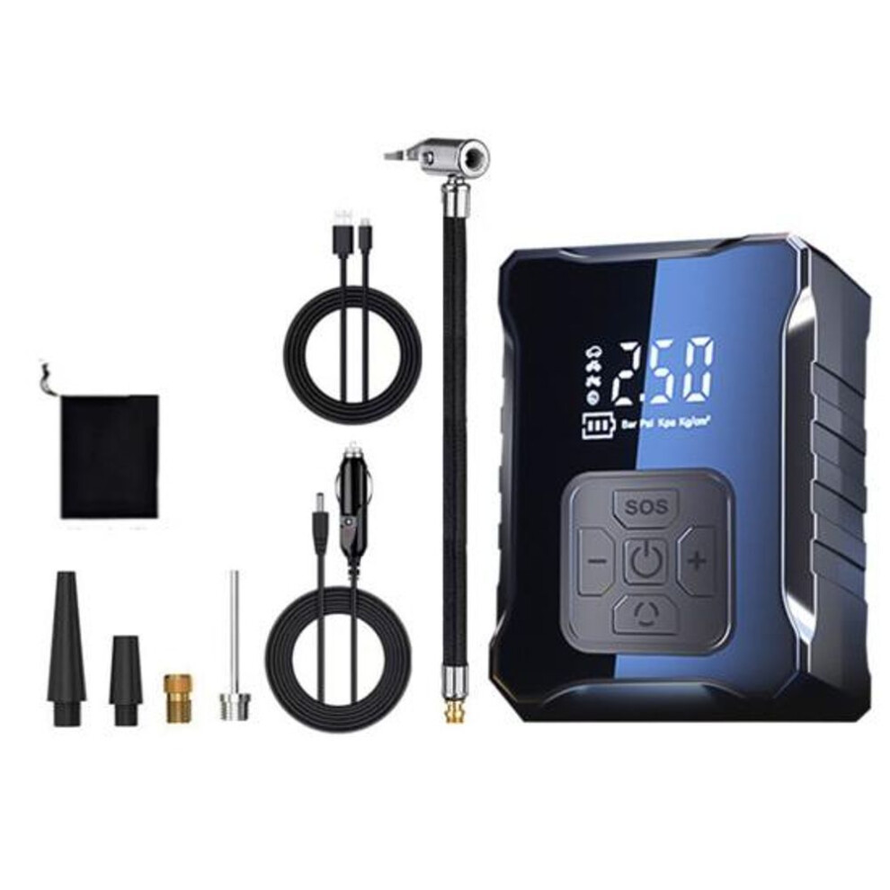 (as the picture, B) Tire Inflator Portable Air Compressor With Digital Display High Power Rechargeable Portable Electric Air Pump Tire Pressure Gauge