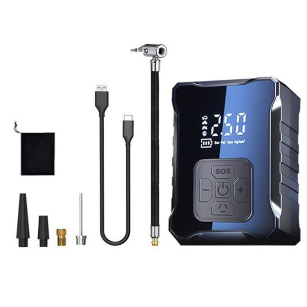 (as the picture, A) Tire Inflator Portable Air Compressor With Digital Display High Power Rechargeable Portable Electric Air Pump Tire Pressure Gauge