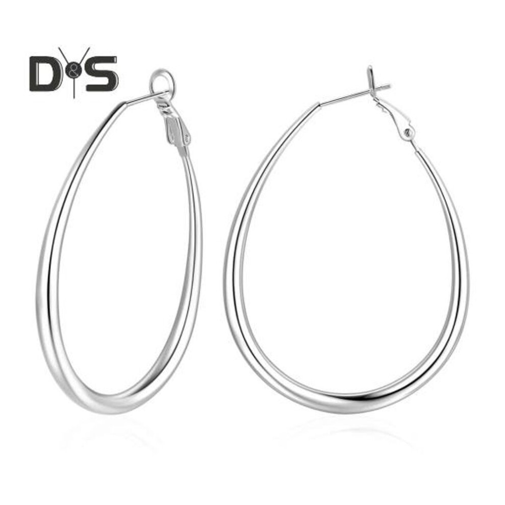 (as the picture, B) 1 Pair Women Hoop Earrings Oval Shape Hollow Earrings Polished Copper Dangle Earrings Club Party Geometric Earrings