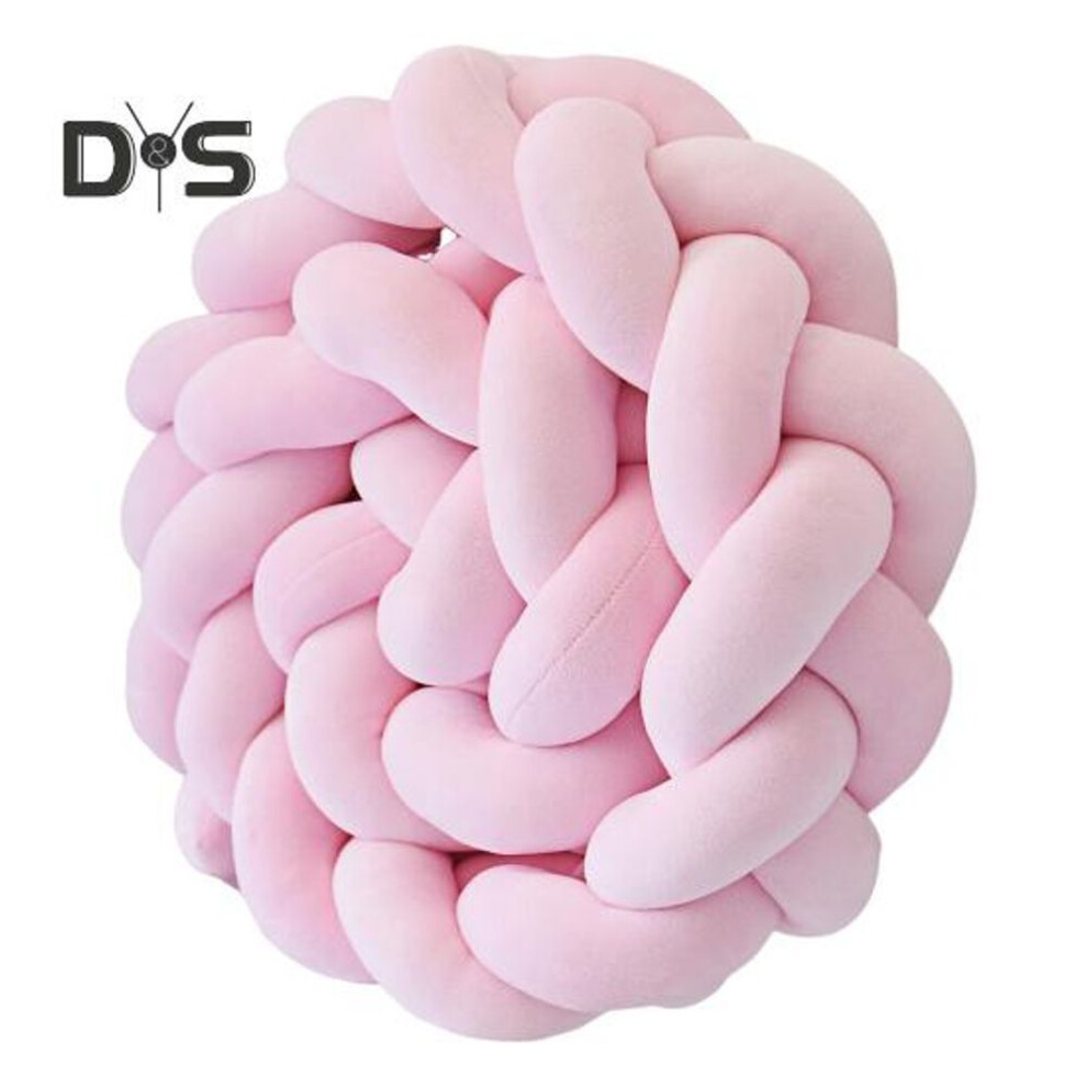 (hot pink) Decorative Cushion All-Around Protecting Sides And Corners of Beds And Sofa Soft PP Cotton Filling Three-Strand Braid Design Crib Braided Accessory