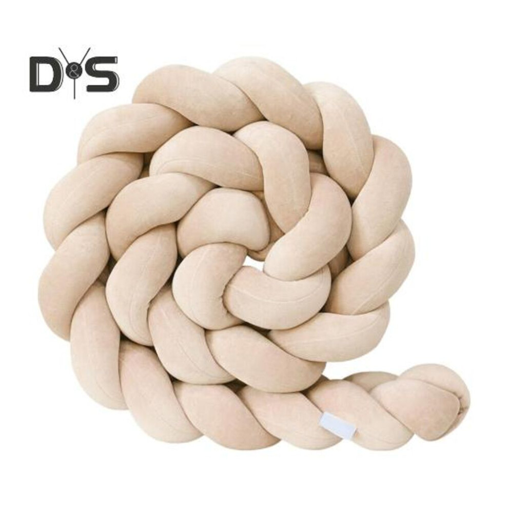 (beige) Decorative Cushion All-Around Protecting Sides And Corners of Beds And Sofa Soft PP Cotton Filling Three-Strand Braid Design Crib Braided Accessory