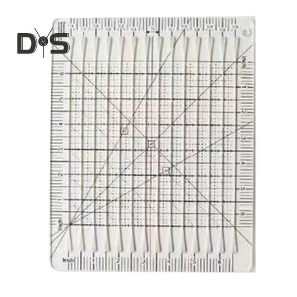 (as the picture, 6inch) 5 In 1 Quilt Cutting Ruler Transparent Sewing Ruler With 14/26 Grooves Acrylic Quilting Template Tool