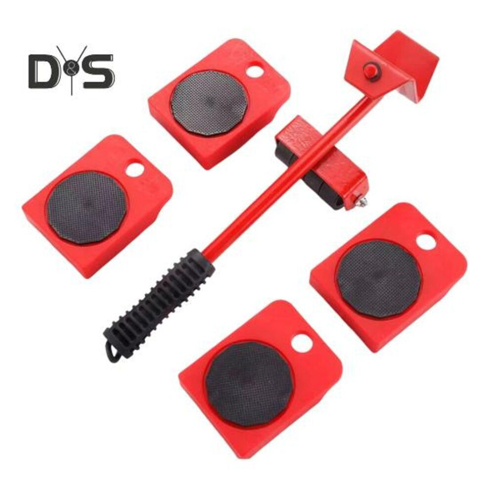 (red) 5Pcs/Set Furniture Mover Tool Set Compact Furniture Movers with Wheels Heavy Duty Appliance Rollers Furniture Slider Kit