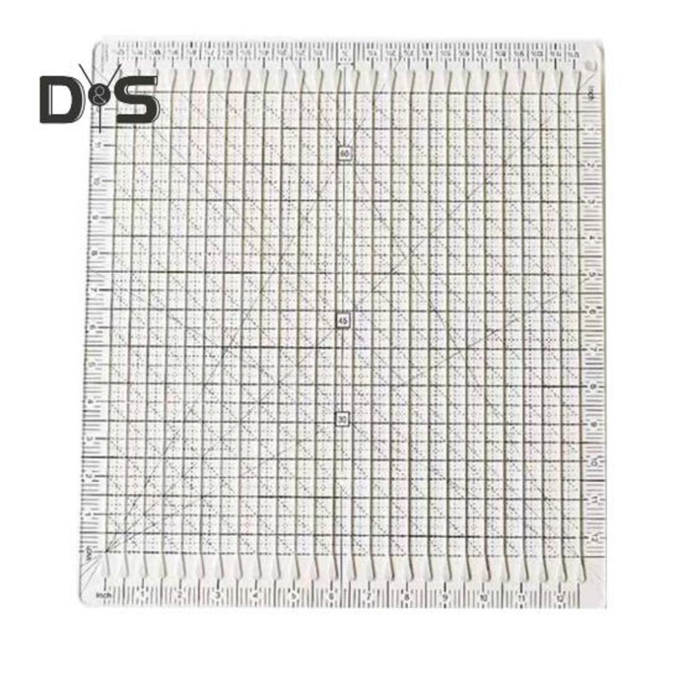 (as the picture, 12Inch) 5 In 1 Quilt Cutting Ruler Transparent Sewing Ruler With 14/26 Grooves Acrylic Quilting Template Tool