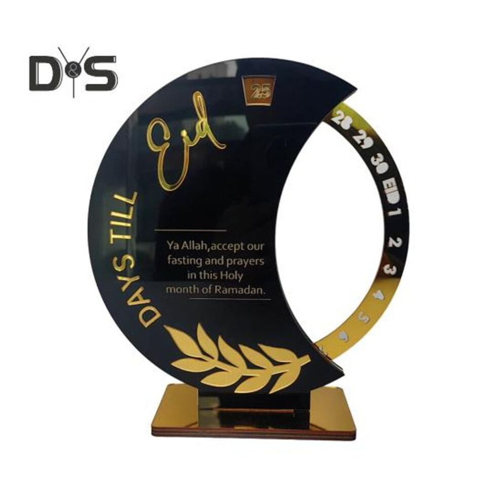 (black,gold, B) Eid Ramadan Countdown Calendar 30 Days Til Eid Rotatable Advent Calendar Wooden Islamic Desk Decoration For Mubarak Home Decor