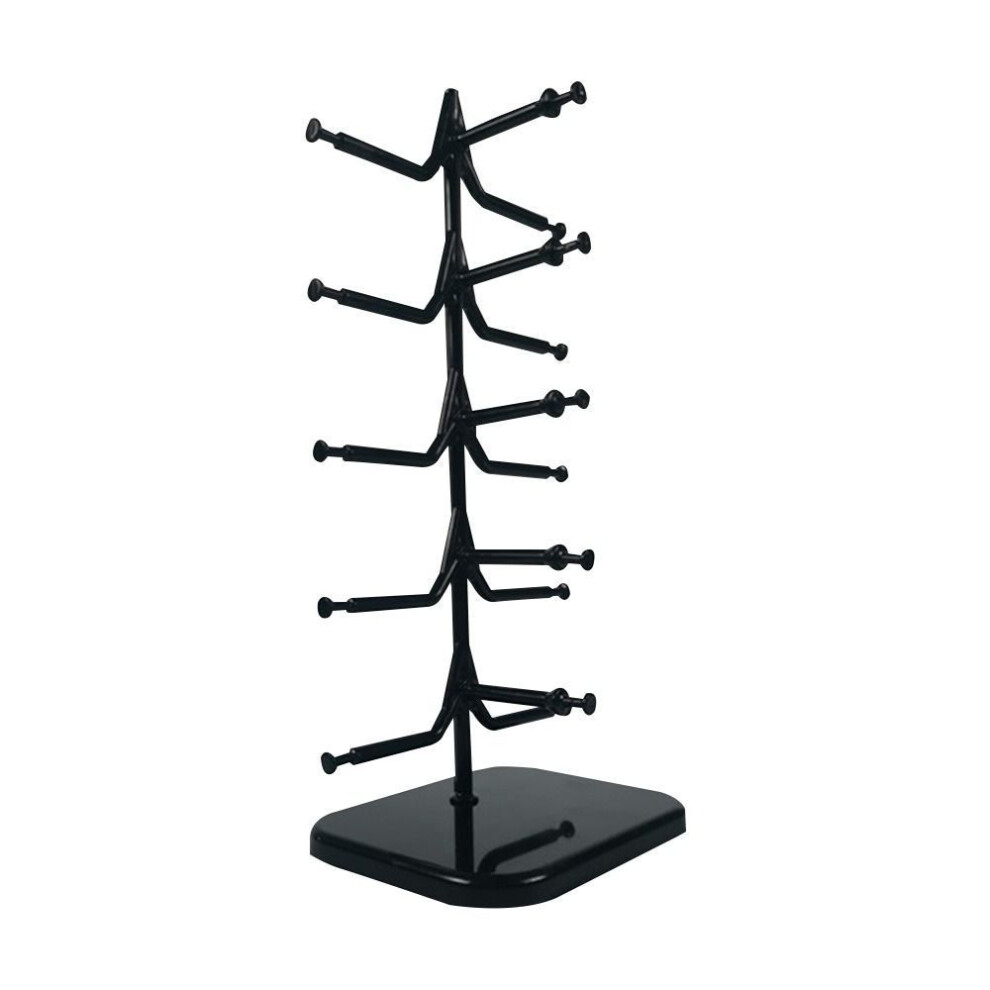 (Black For 5pair Glasses) Showcase Sunglass Holder Rack Eyeglasses Organizer Shelf Glasses Frame Tray Wood Display Stand
