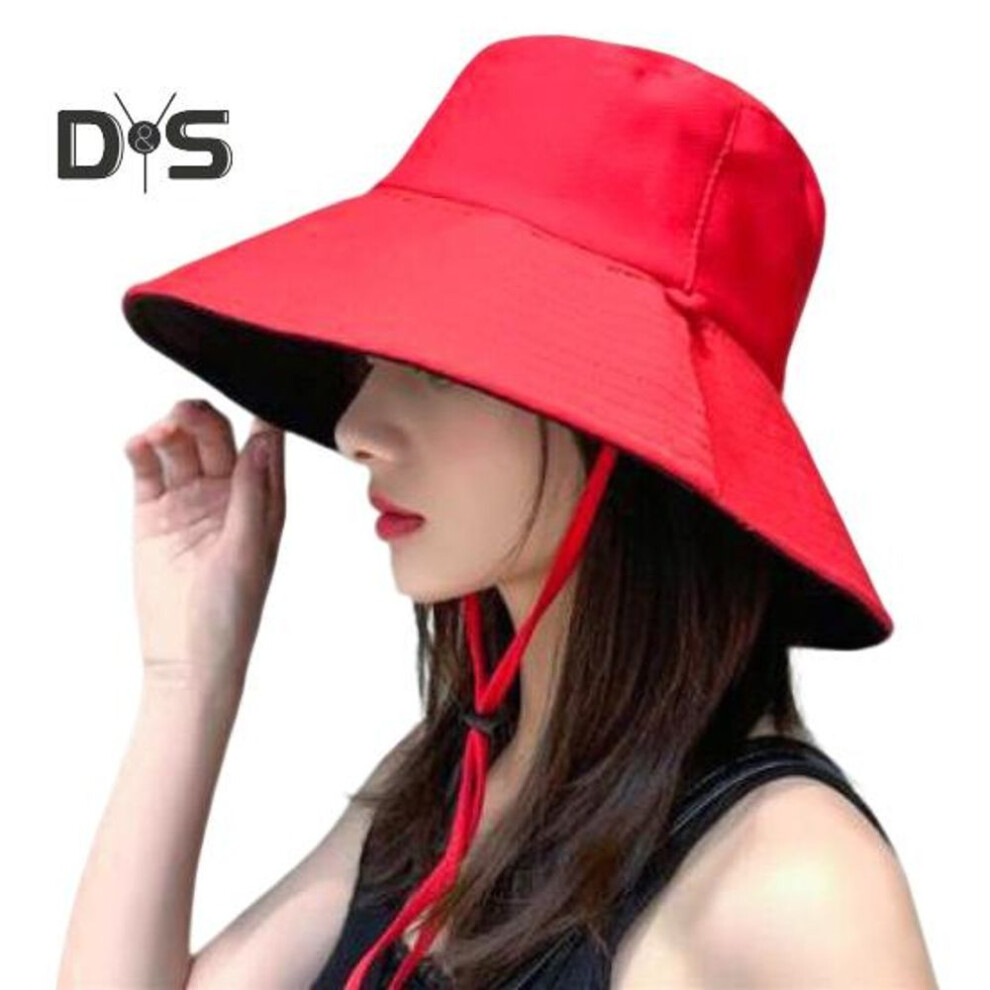 (red) Sun Bucket Hats for Men Women Wide Brim Summer UV Protection Hat for Outdoor Fishing Hiking Camping Beach