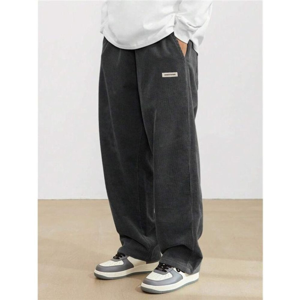 (dark gray, S) Mens Sweatpants Loose Long Pants Jogger Trousers Casual Sports Fitness Solid Jogging Pants Mens Sweat Pants