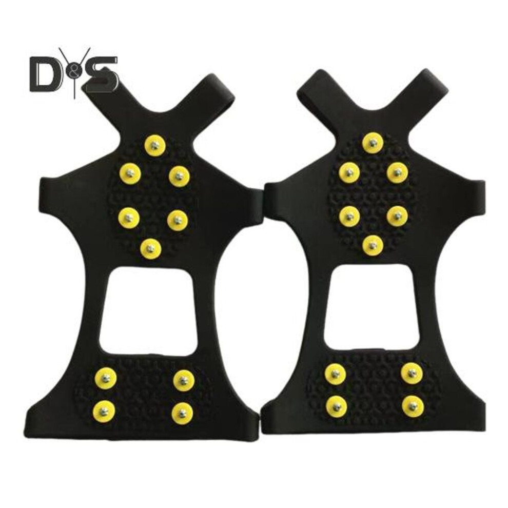 (yellow) 1 Pair Ice Cleats Shoes Crampons With 5 Steel Studs Men Women Winter Outdoor Walking Ice Snow Traction Grips Non-slip Shoes Boot Spikes Grippers
