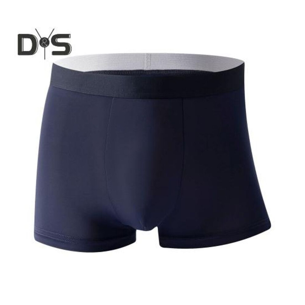 (dark blue, XL) Men Boxer Underwear Mid-rise Elastic Waistband Summer Cooling Shorts Briefs Solid Color Seamless Panties