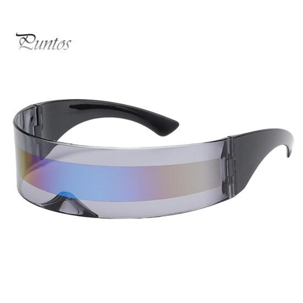 (dark gray) Uv Protecting Glasses Frameless Design Science And Technology Style Foldable Shatterproof Pc Material Lightweight For Parties Club Cosplay Cycling