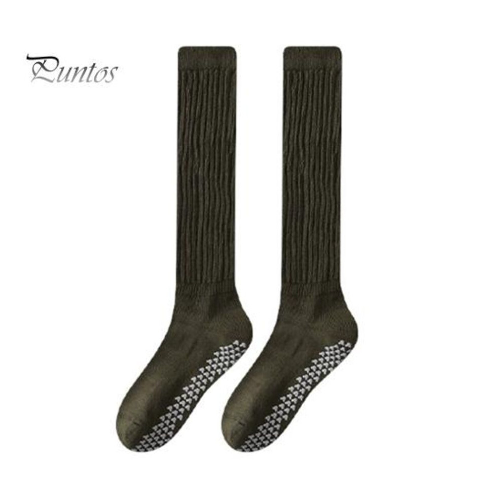 (green) 1 Pair Women Winter Yoga Socks Compression Yoga Socks Silicone Bottom Long-tube High Elasticity Wrapping Anti-slip Socks Warmth Stockings For Daily