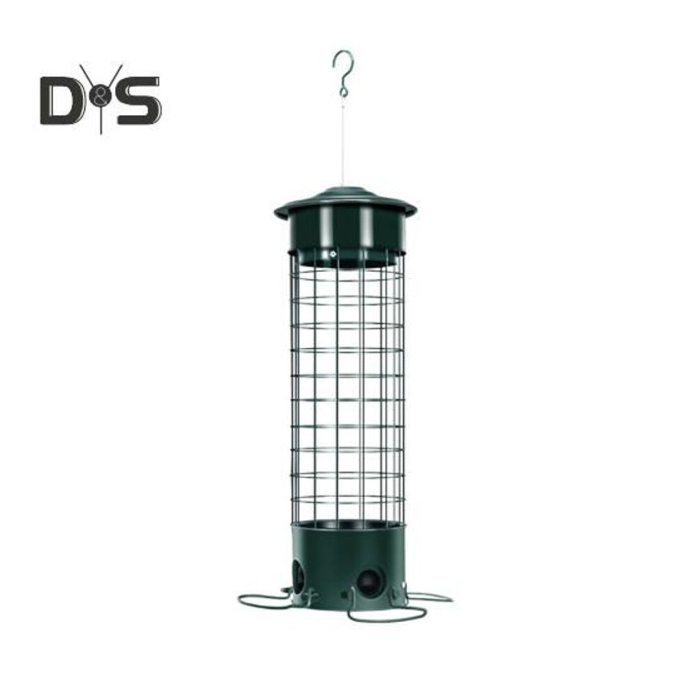 Metal Birds Feeder For Outdoors Hanging Squirrel Proof Seeds Feeder With Perches For Wild Birds Finch Blue Jay Chickadee