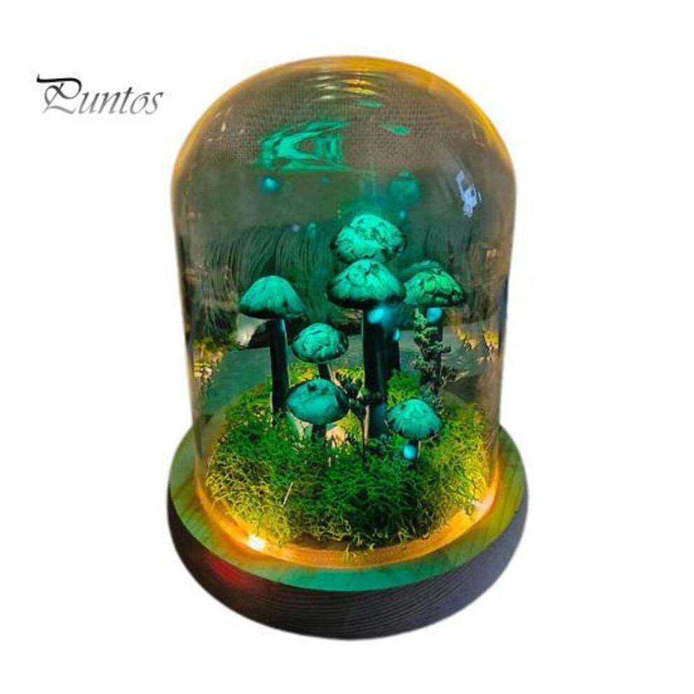 (green) Led Forest Mushroom Night Light Realistic Looking Soft Glow Battery Operated Bedside Lamp Bedroom Decoration