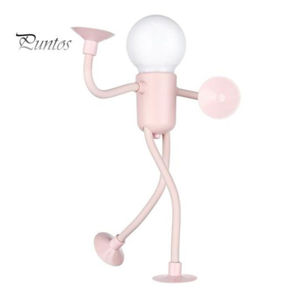 (pink) Led Bedside Lamp Changeable Shape Funny Night Light With Suction Cup Soft Glow Diy Shape Cute Light Bulb Man Mini Night Light