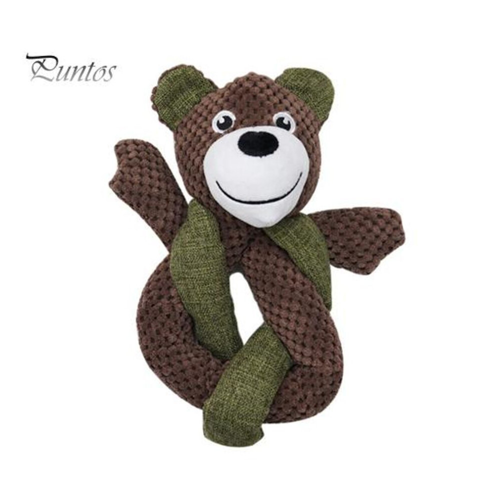 (as the picture, Bear) Plush Animals Dog Toy Stuffed Bear/sloth/rabbit/frog Pet Toy With Built-in Sound Interactive Teeth Cleaning Pet Chew Tug Toy