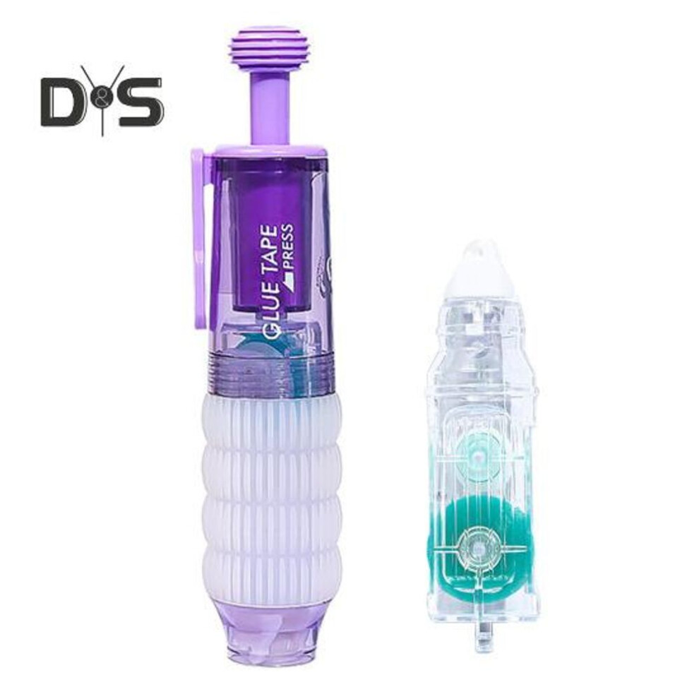 (purple) Double Sided Tape Roller Refillable Glue Tape Roller Adhesive Tape Dispenser Runner Scrapbook Supplies for School Office Home