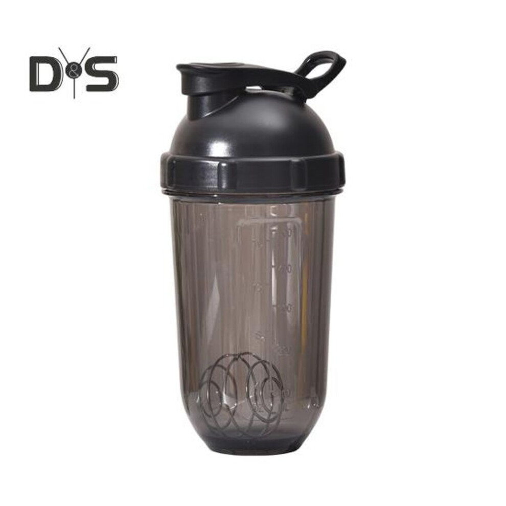 (black) Protein Shaker Bottles With Wire Ball 500ml Leak-proof Mixer Cup Clear Scale Fitness Mixer Bottle Portable Shaker Cup For Sports Travel