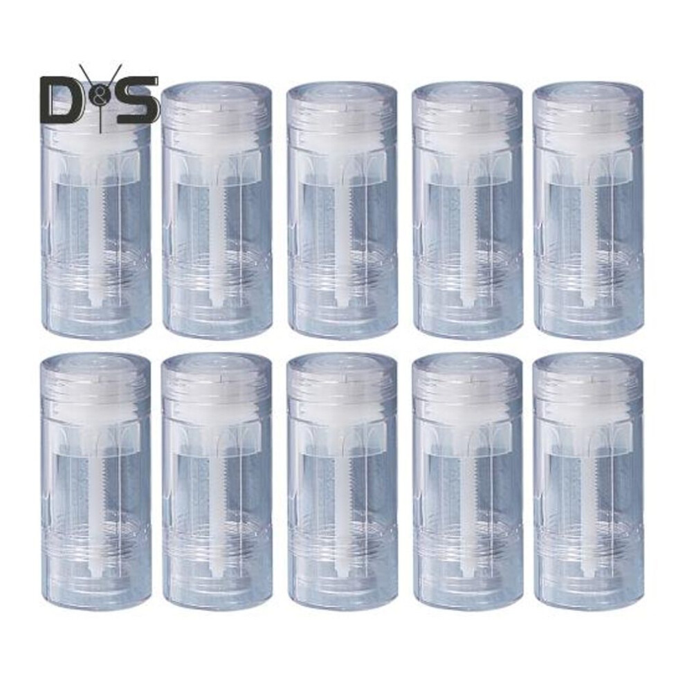 (clear, 50g) 10pcs 15/30/50g Empty Deodorant Container Diy Sunscreen Refillable Bottle Reusable Twist-up Bottom Filling Stick Plastic Cosmetic Lip Balm Tube