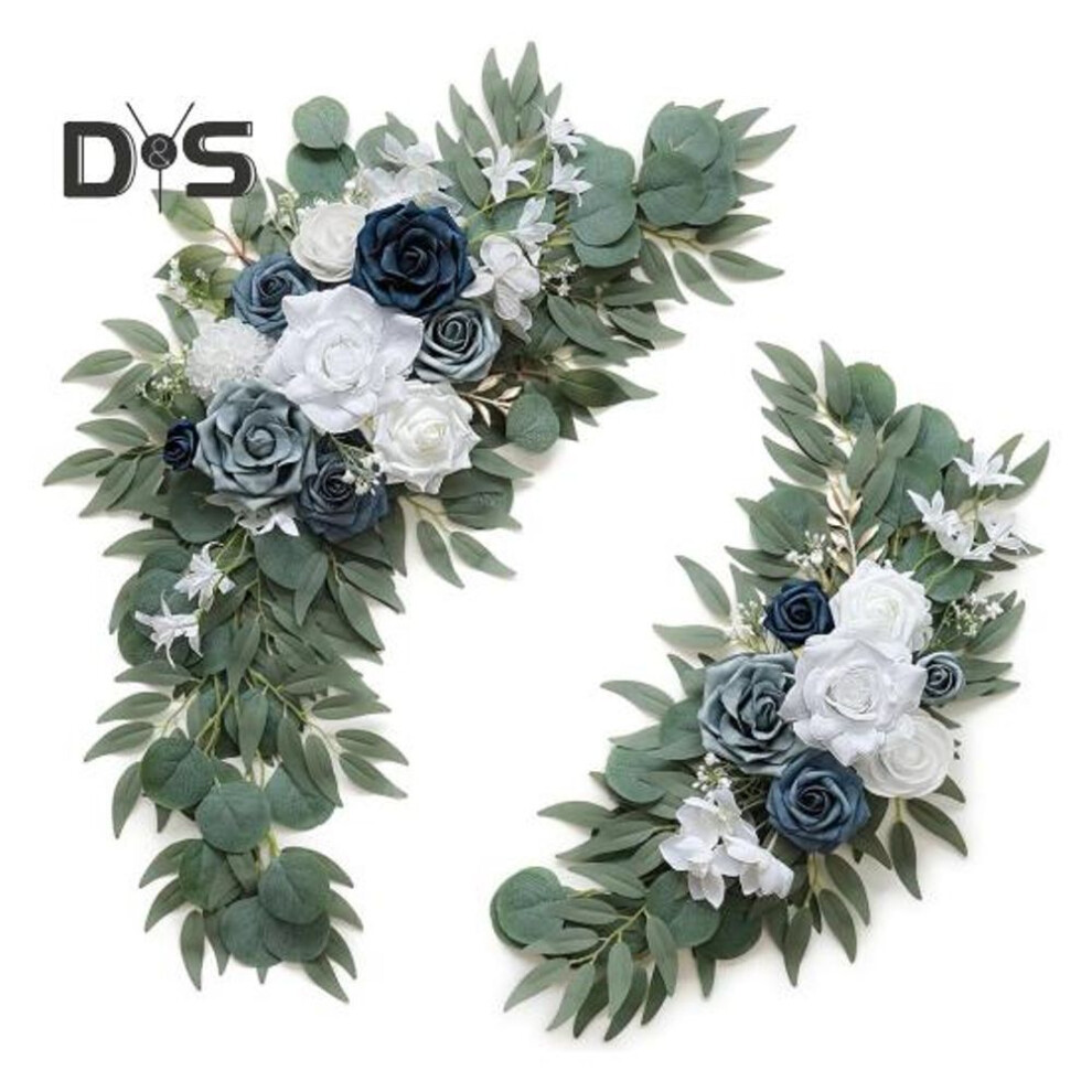 2 Pcs Artificial Flowers Swag Faux Flowers Rose Swag Floral Garland for Ceremonies Sign Backdrop Wedding Arch Stair Railing Decor