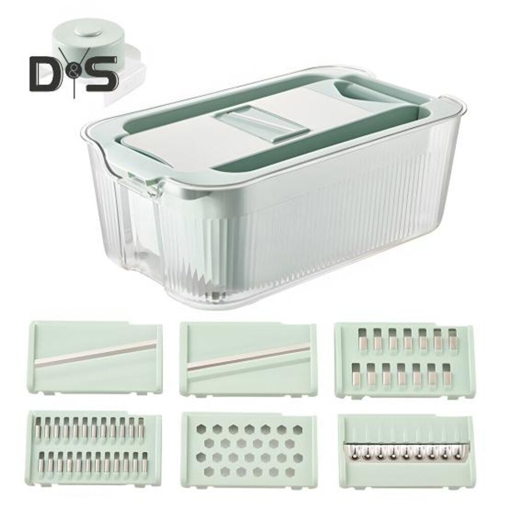 Vegetable Chopper Carrot Dicer Slicer Multifunctional Grater Double-layer Large Capacity Drainage Basket Potato Radish Garlic Shredder Easy Drainage