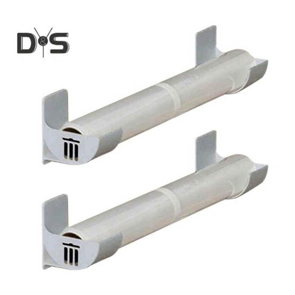 (grey) 1 Pair Kitchen Storage Rack Organizer Drill-free Installation Wall-mounted Multi-purpose Shelf Plastic Wrap Trash Bags Organizer