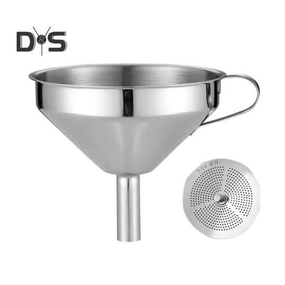 (as the picture, L) Stainless Steel Kitchen Funnel Food-Grade Removable Filter Mini Metal Kitchen Funnel for Transferring Essential Oils Liquid Dry Ingredients Cosmetics